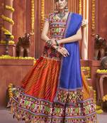 Multicolor Cotton Silk Patola Print Navaratri Lehenga