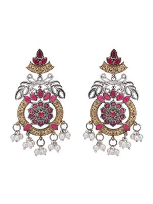 Elegant oxidised red and gold earring set for women and girls 4