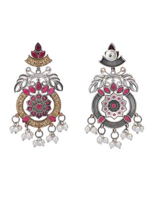Elegant oxidised red and gold earring set for women and girls 5