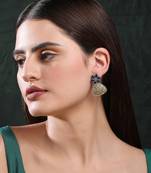 Classic oxidised blue and gold earring set for women and girls