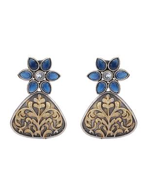 Classic oxidised blue and gold earring set for women and girls 3