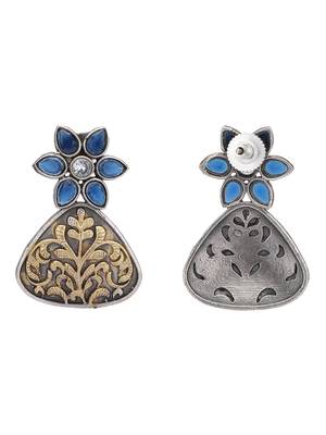 Classic oxidised blue and gold earring set for women and girls 4