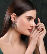 Elegant oxidised green and red earring set for women and girls