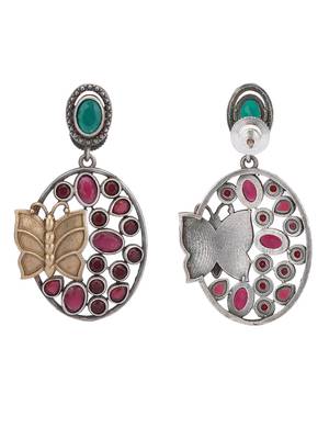 Elegant oxidised green and red earring set for women and girls 4