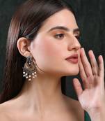 Elegant oxidised red and green earring set for women and girls