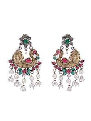 Elegant oxidised red and green earring set for women and girls 3