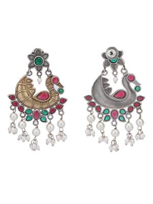 Elegant oxidised red and green earring set for women and girls 4