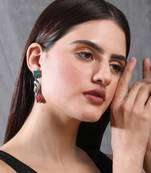 Classic oxidised green and gold earring set for women and girls