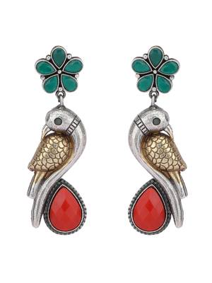Classic oxidised green and gold earring set for women and girls 3
