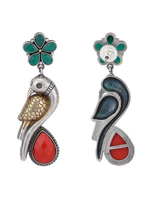 Classic oxidised green and gold earring set for women and girls 4