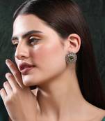 Classic oxidised green and grey earring set for women and girls