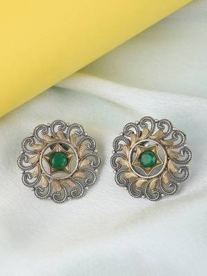 Classic oxidised green and grey earring set for women and girls 3