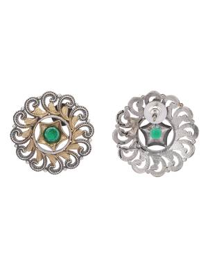 Classic oxidised green and grey earring set for women and girls 4