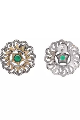 Classic oxidised green and grey earring set for women and girls