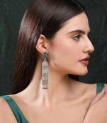 Elegant oxidised green and gold earring set for women and girls