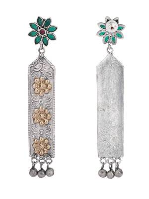 Elegant oxidised green and gold earring set for women and girls 4