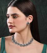 Classic oxidised blue necklace set for women and girls