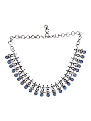 Elegant oxidised blue necklace set for women and girls 3