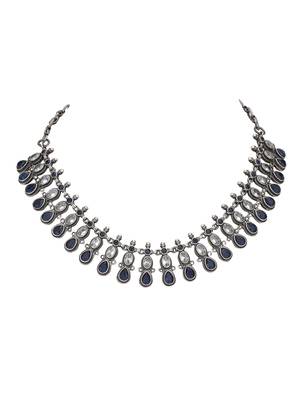 Elegant oxidised blue necklace set for women and girls 5