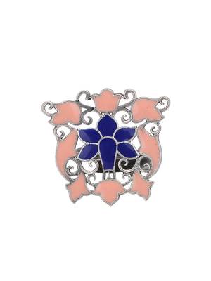 Oxidized adjustable blue finger ring 2