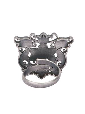 Oxidized adjustable blue finger ring 4