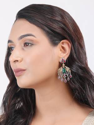Classic oxidised green and red earring set for women and girls 1