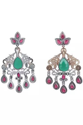 Classic oxidised green and red earring set for women and girls
