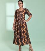 Brown rayon bandhani printed ethnic dress