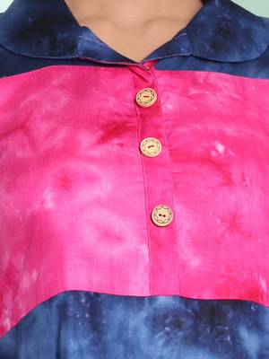 Navy blue rayon printed ethnic dress 4