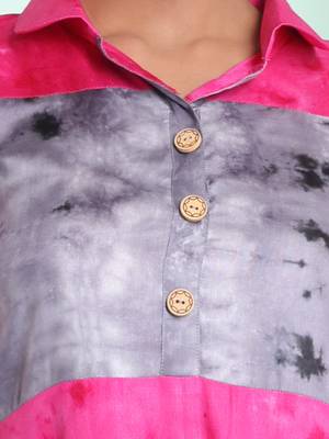 Pink rayon printed ethnic dress 4