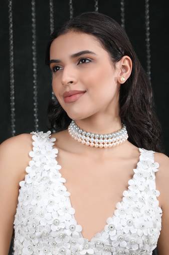 Gold-plated pearls studded layered jewellery set