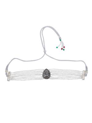 Gold-plated & white kundan & pearls studed choker set 5