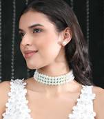 Gold-plated pearls studded layered necklace set