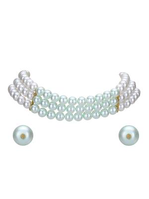 Gold-plated pearls studded layered necklace set 3