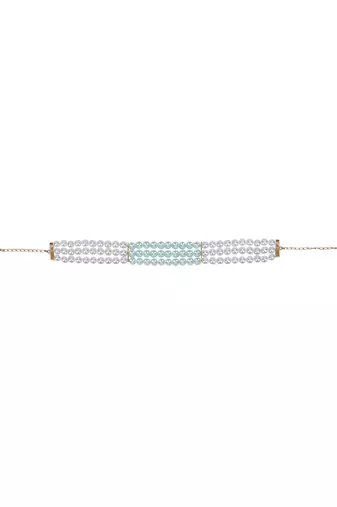Gold-plated pearls studded layered necklace set