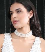 Gold-plated antique pearl studded necklace set