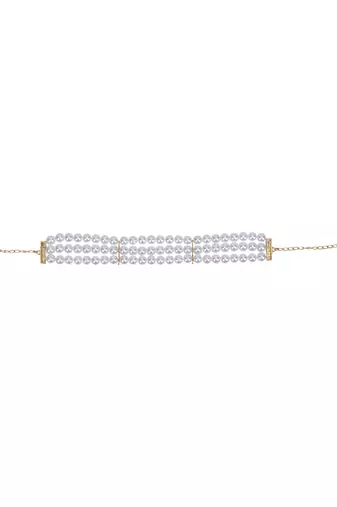 Gold-plated antique pearl studded necklace set