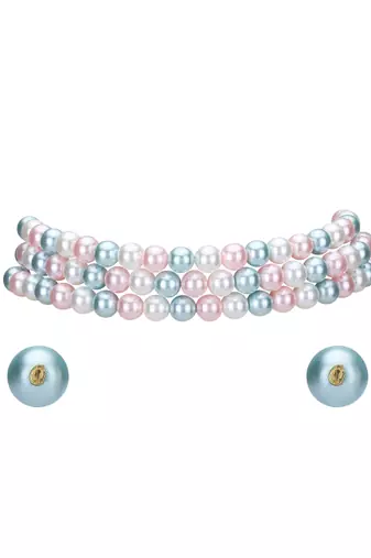Gold-plated pearls studded layered jewellery set