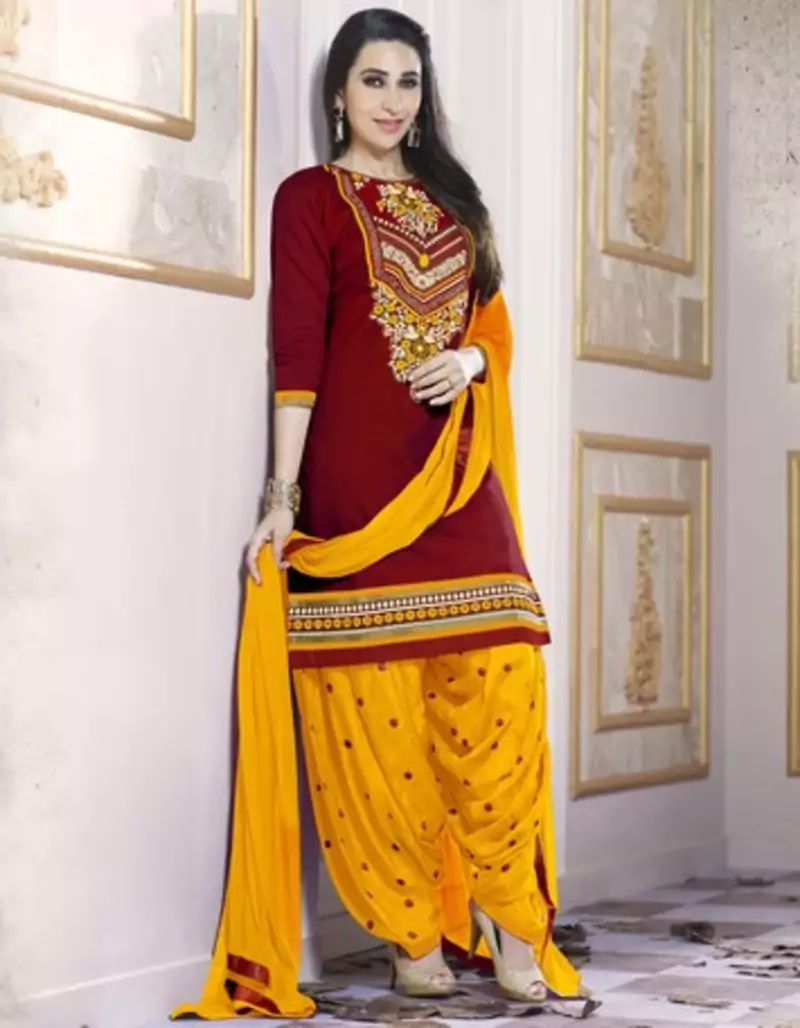 Maroon Pure Cotton Cambric embroidered salwar with dupatta