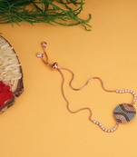 Rhodium plated zircon blue and black rakhi bracelet