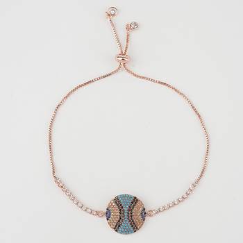 Rhodium plated zircon blue and black rakhi bracelet 2
