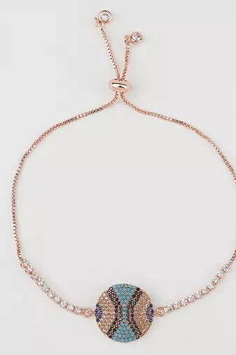 Rhodium plated zircon blue and black rakhi bracelet