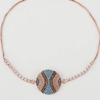 Rhodium plated zircon blue and black rakhi bracelet 3