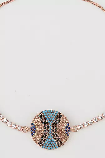 Rhodium plated zircon blue and black rakhi bracelet