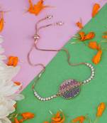 Rhodium plated red and blue,green rakhi bracelet