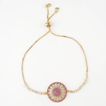 Rhodium plated american diamond zircon rakhi bracelet 1