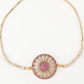 Rhodium plated american diamond zircon rakhi bracelet 2