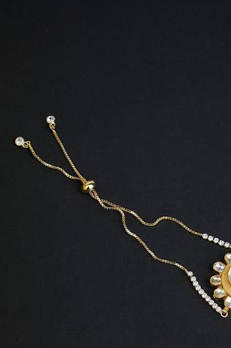 Gold plated kundan classic rakhi bracelet