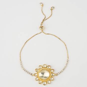 Gold plated kundan classic rakhi bracelet 2