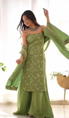 Wedding wear hand thread work silk kurta sets 1